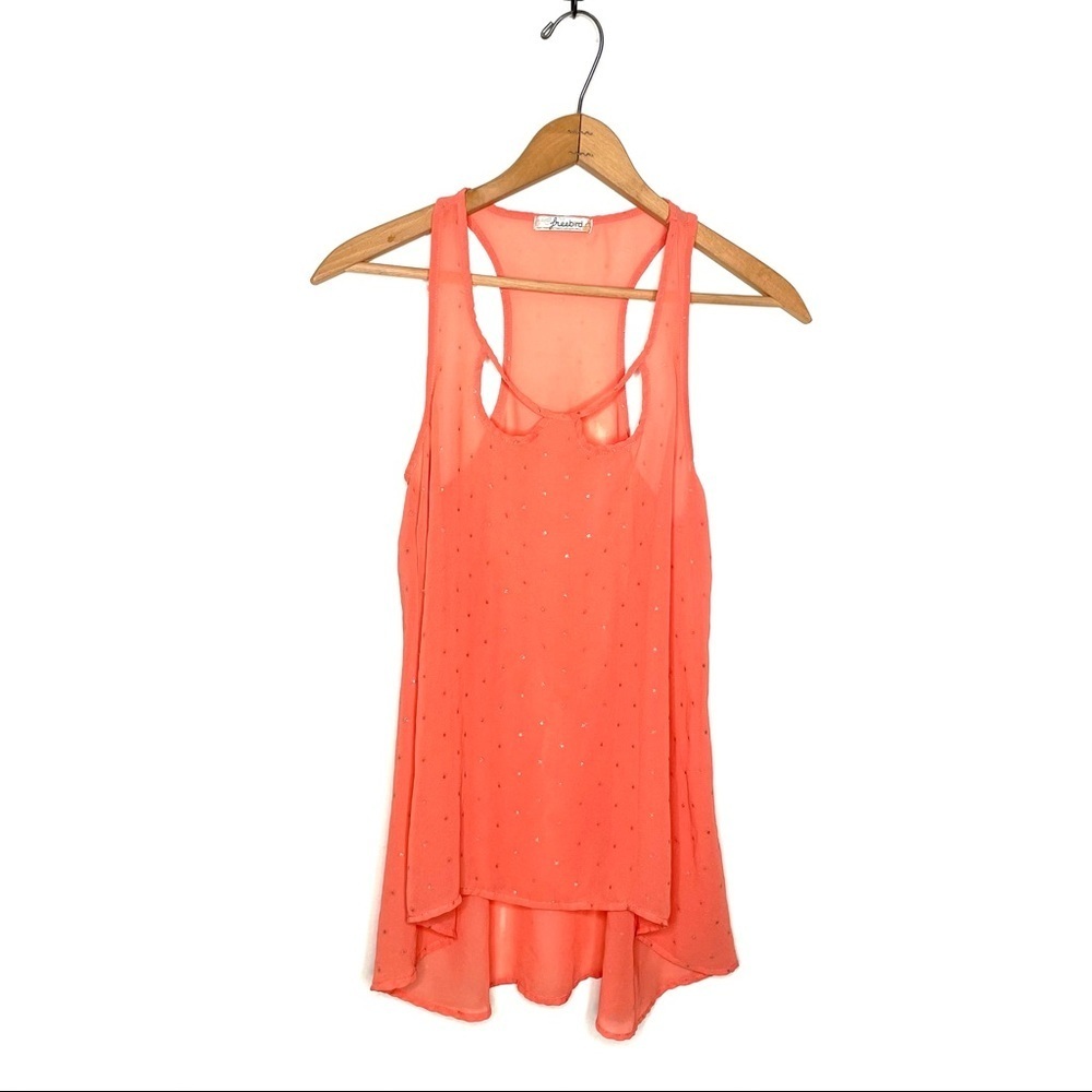 Freebird | Orange Sheer Racer Back Tank Top